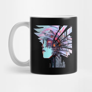 Picasso Style Face Above the City Mug